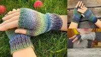 3+ Free Knitting Pattern For Child's Fingerless Gloves On 2 Needles