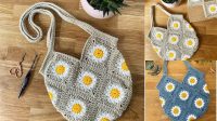 90+ Granny Square Crochet Bag Daisy