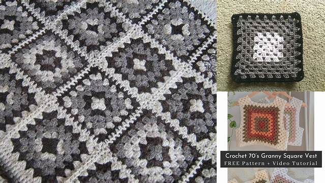 70+ Granny Square Pattern Monochrome