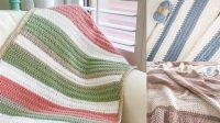 90+ Striped Crochet Blanket Free Pattern Bulky Yarn Three Colors