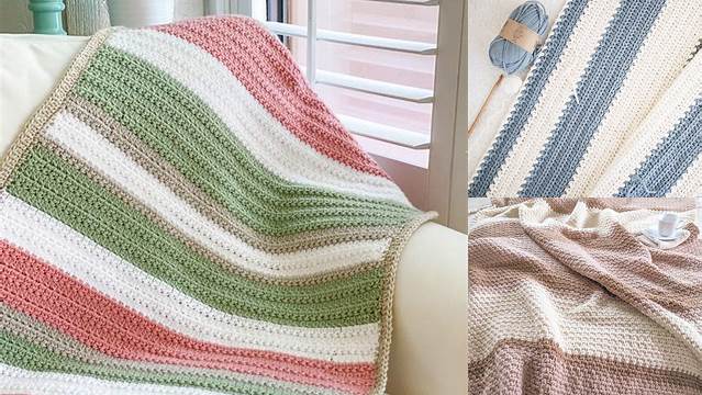 90+ Striped Crochet Blanket Free Pattern Bulky Yarn Three Colors