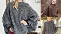 1837+ Free Knitting Patterns Poncho With Sleeves