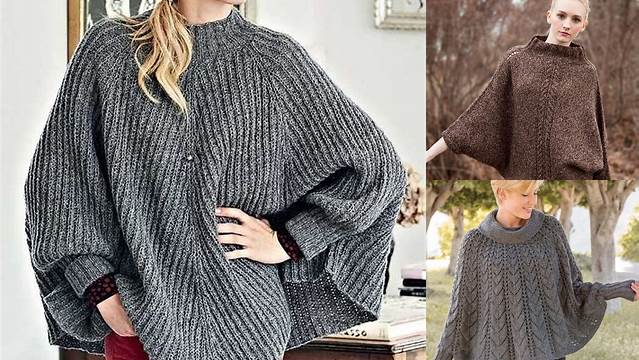 1837+ Free Knitting Patterns Poncho With Sleeves