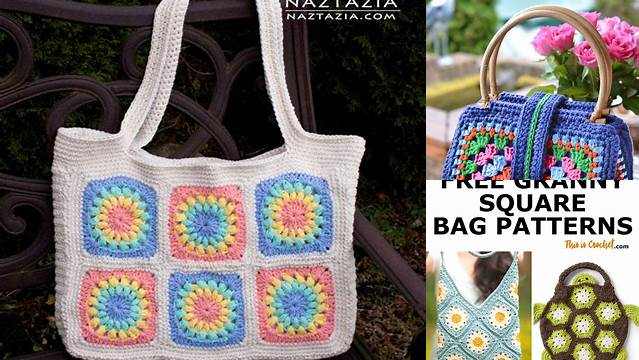 1940+ Crochet Granny Square Net Bag