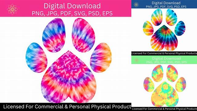 2704+ Tie Dye Paw Print Pattern