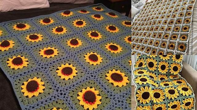 4181+ Sunflower Granny Square Pattern Blanket