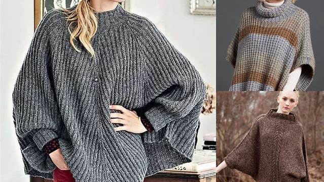 4404+ Free Knitting Patterns Poncho With Sleeves