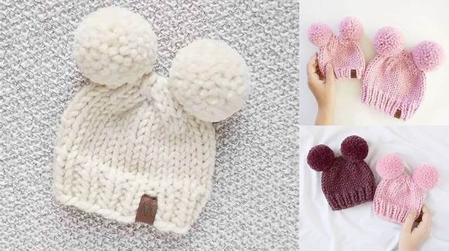 5205+ Free Knitting Pattern For Baby Double Pom Pom Hat Straight Needles