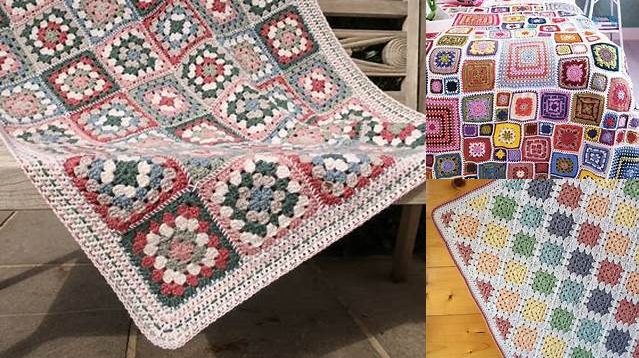 5224+ Granny Square Blanket Knitting Pattern