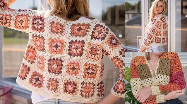 555+ Granny Square Pattern Cardigan Free