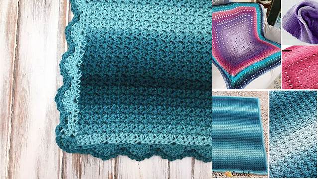 5972+ Baby Blanket Crochet Pattern Ombre Yarn