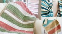 8875+ Striped Crochet Blanket Free Pattern Bulky Yarn Three Colors