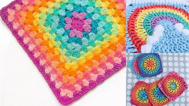 9034+ Rainbow Granny Square Pattern Free